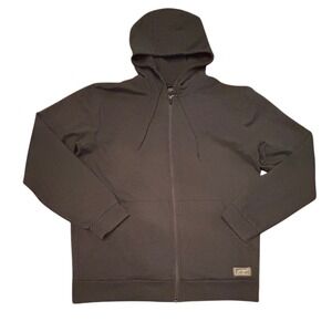 Eddie Bauer Full Zip Hoodie Medium Gray Fleece Logo Patch Gorpcore Outdoorsy